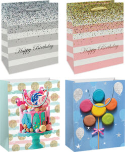 220439-EC Vrećica M exclusive rođendan glitter 18x23x10cm 75119 P12/240