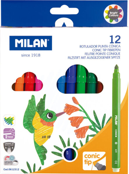 221043-EC Flomasteri 12/1 MILAN konusni vrh perivi karton bls P12/72
