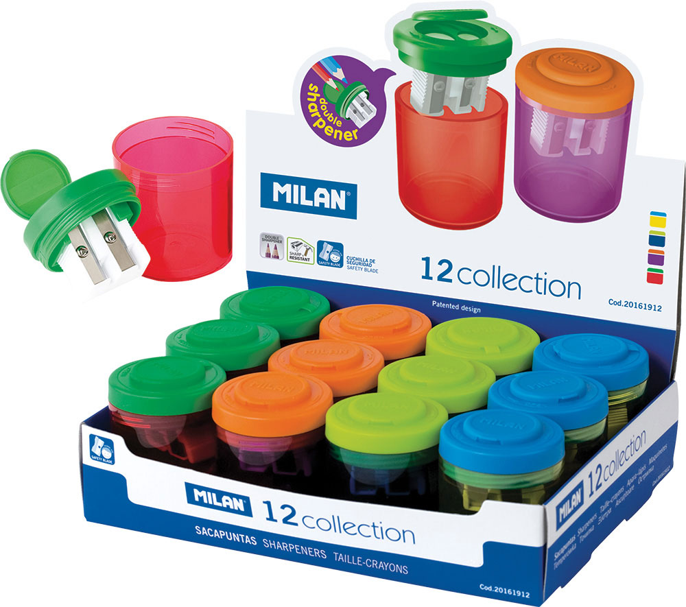 225439-EC Šiljilo plastično 2 rupe MILAN Collection sort display P12/60/1800