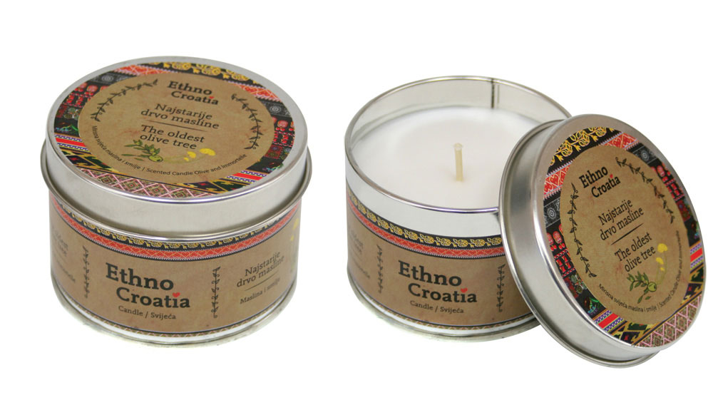 230506-EC Svijeća mirisna 115g Najstarije drvo masline Ethno Croatia P36