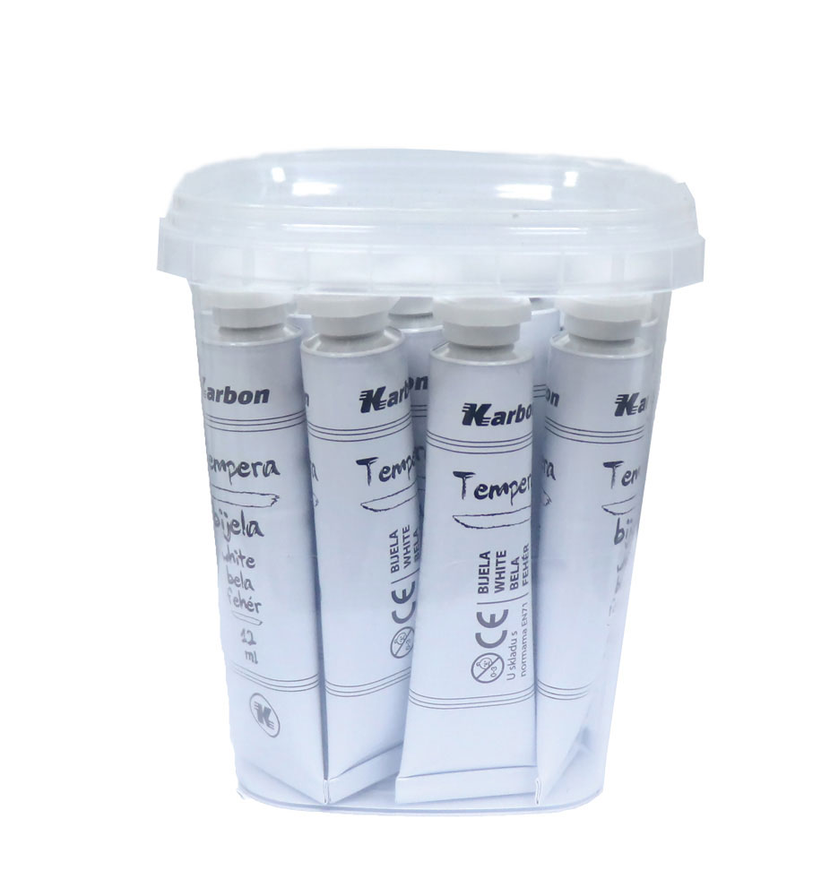 232140-EC Tempera 12 ml KARBON 15/1 u plastičnoj kantici bijela  P15/360