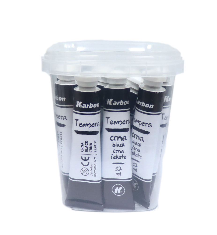 232151-EC Tempera 12 ml KARBON 15/1 u plastičnoj kantici crna P15/360