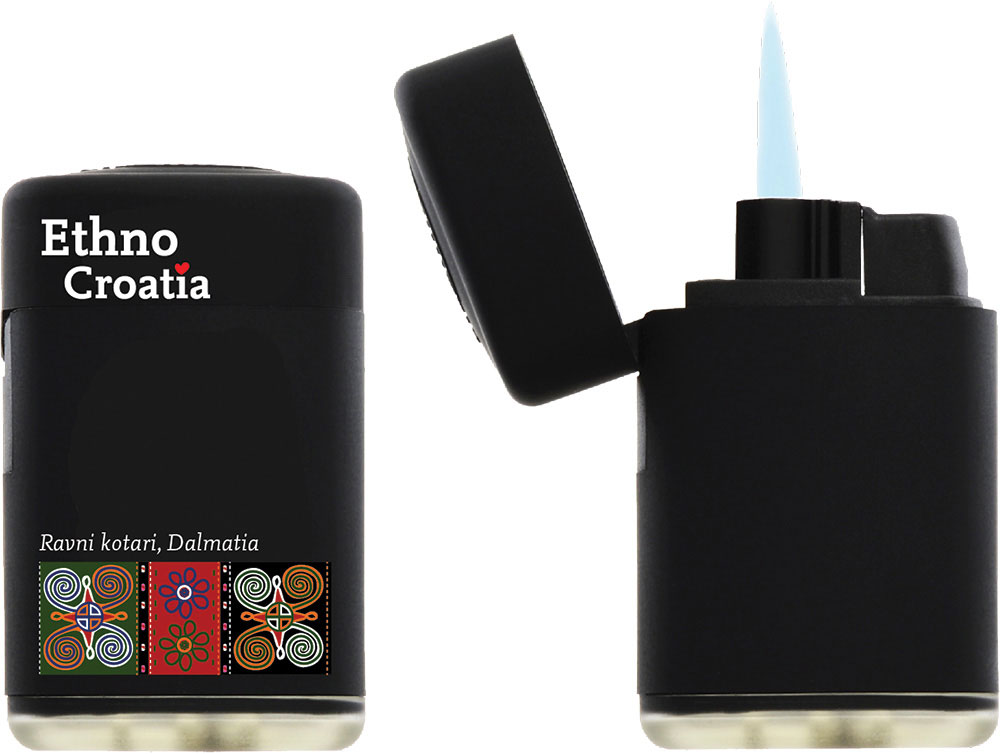 232411-EC Upaljač JET Ethno Croatia Ravni kotari crni P5/25/500