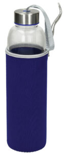 233573-EC Boca za vodu staklena Wave Color 600ml plava P1/25