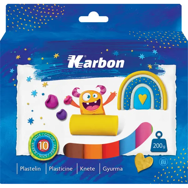 234078-EC Plastelin KARBON 200 g karton 10 boja P87