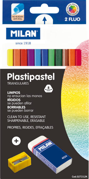 234794-EC Boje voštane 12/1 MILAN Plastipastel+šiljilo+gumica P12/96