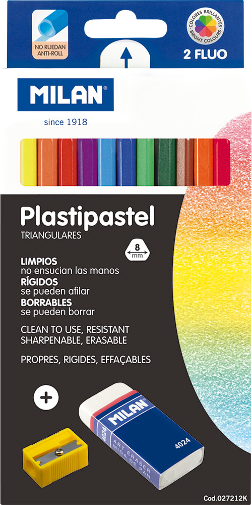 234794-EC Boje voštane 12/1 MILAN Plastipastel+šiljilo+gumica P12/96