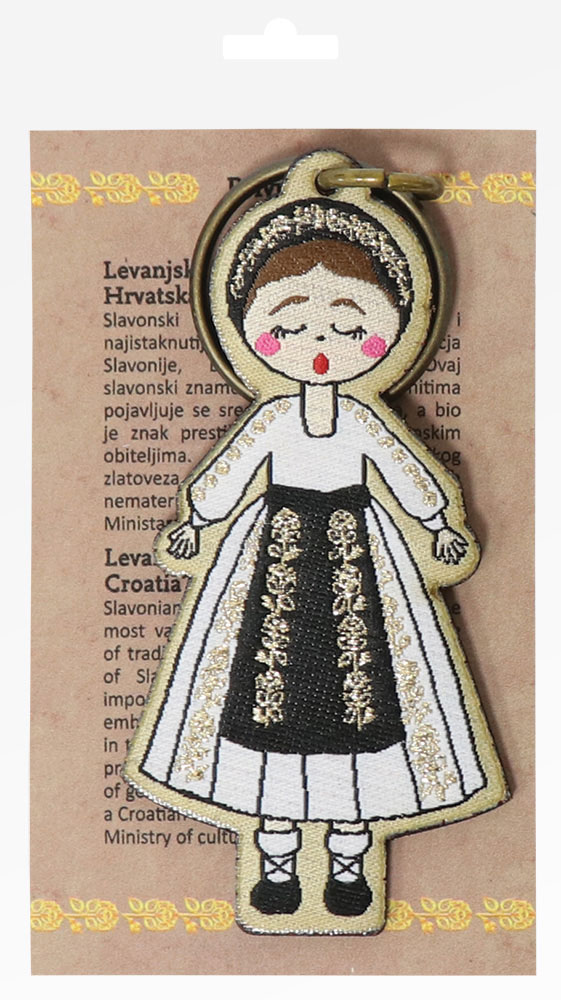 235185-EC Privjesak Ethno Croatia Levanjska Varoš, od eko kože i vezene tkanine P6/96