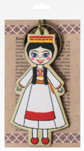 235194-EC Privjesak Ethno Croatia Konavle, od eko kože i vezene tkanine P6/96