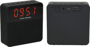 236334-EC Zvučnik bluetooth FM Quadro crni sa radio prijamnikom i satom P1/25