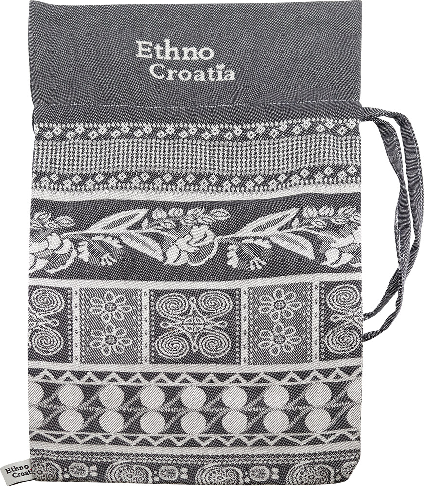 236653-EC Vrećica damast s vezicama Ethno Croatia 21x28+8 cm