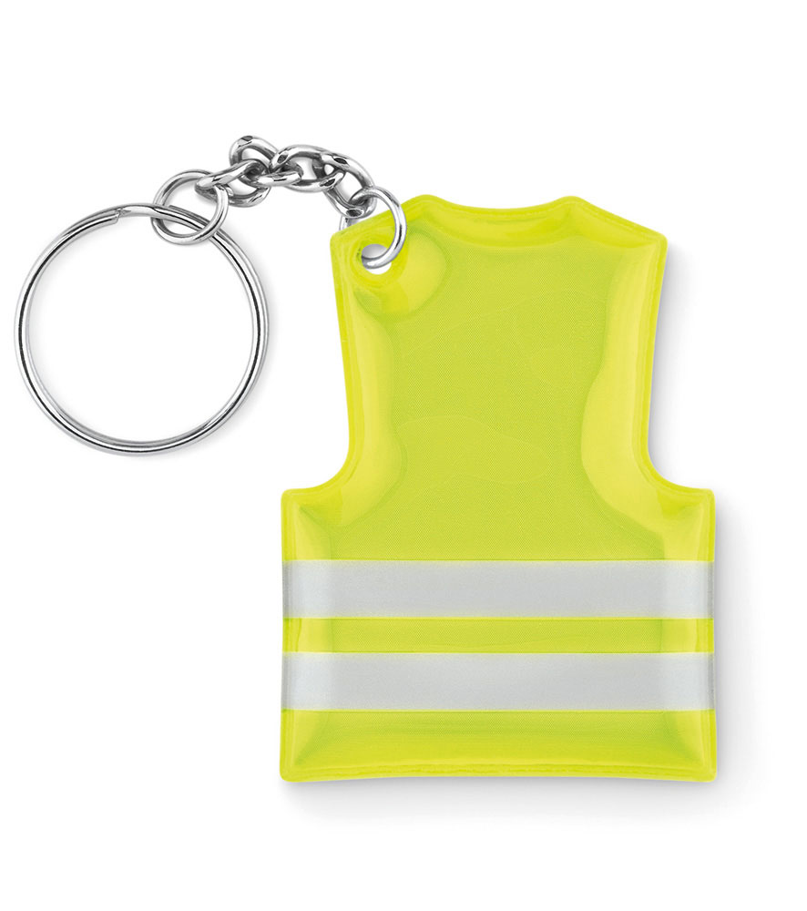 236988-EC Privjesak za ključeve oblik reflektirajućeg prsluka PVC žuti 4,3x0,2x6 cm