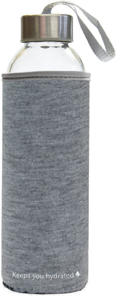 237609-EC Boca za vodu staklena Stream Color 500ml siva melange/ sivi rub, mutno staklo P1