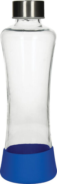 237612-EC Boca za vodu staklena Flow 550ml plava u silikonskom etuiju P24