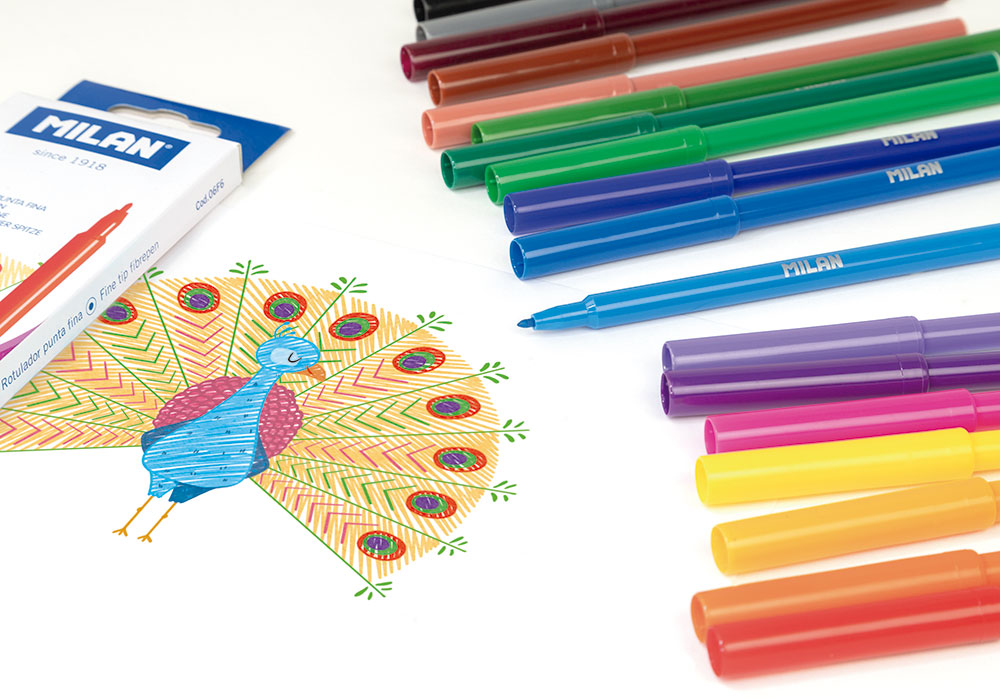 237996-EC Flomasteri 12/1 MILAN Peacock tanki vrh perivi karton bls P12/144