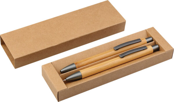 238519-EC Set pisaći Bamboo kem. ol. + tehnička ol. u natur poklon kutijici