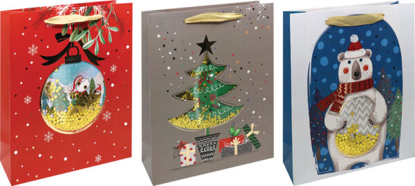 238580-EC Vrećica L exclusive Božić glitter prozor 26x32x10cm P12/120