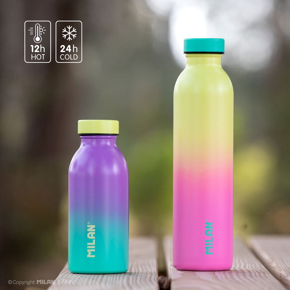 239619-EC Boca za vodu MILAN Sunset žuto-roza 591ml, isotermalna, nehrđajući čelik P12