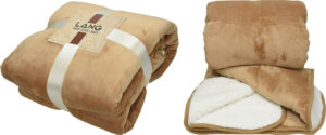 240465-EC Deka od flisa i flanela Sherpa, svj. smeđa/bijela 130x180g, 380g/m2