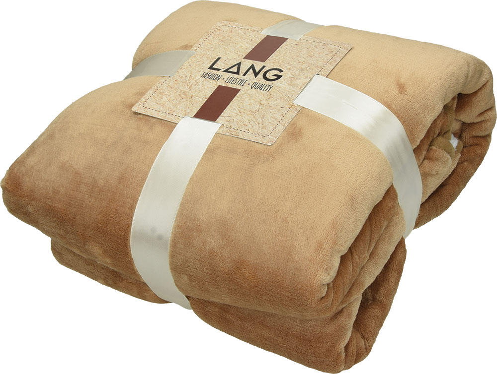 240465-EC Deka od flisa i flanela Sherpa, svj. smeđa/bijela 130x180g, 380g/m2