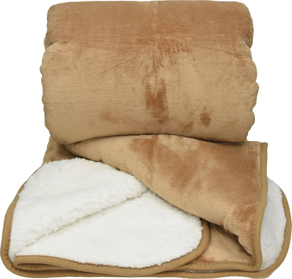 240465-EC Deka od flisa i flanela Sherpa, svj. smeđa/bijela 130x180g, 380g/m2