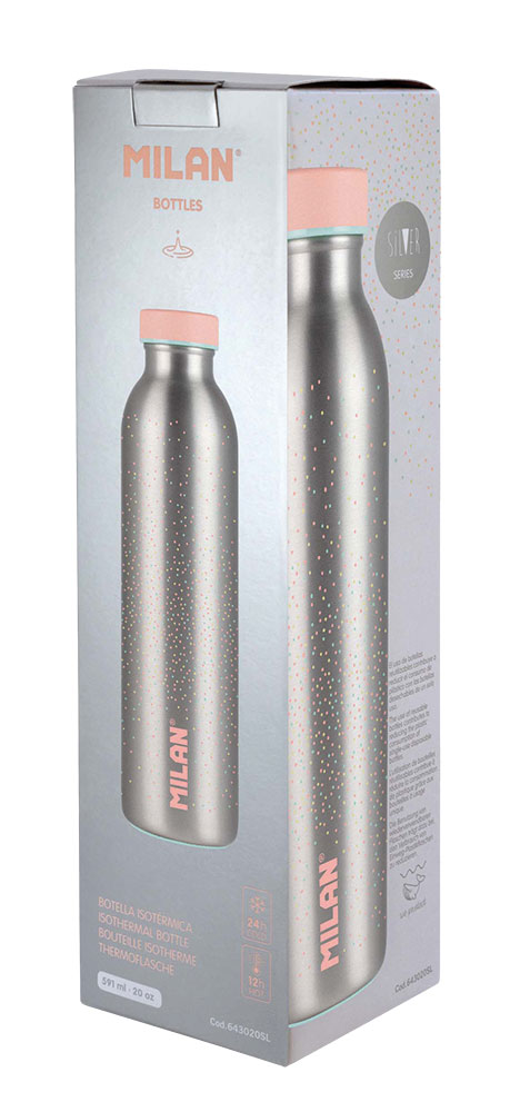 240951-EC Boca za vodu MILAN Silver 591ml, isotermalna, nehrđajući čelik P12