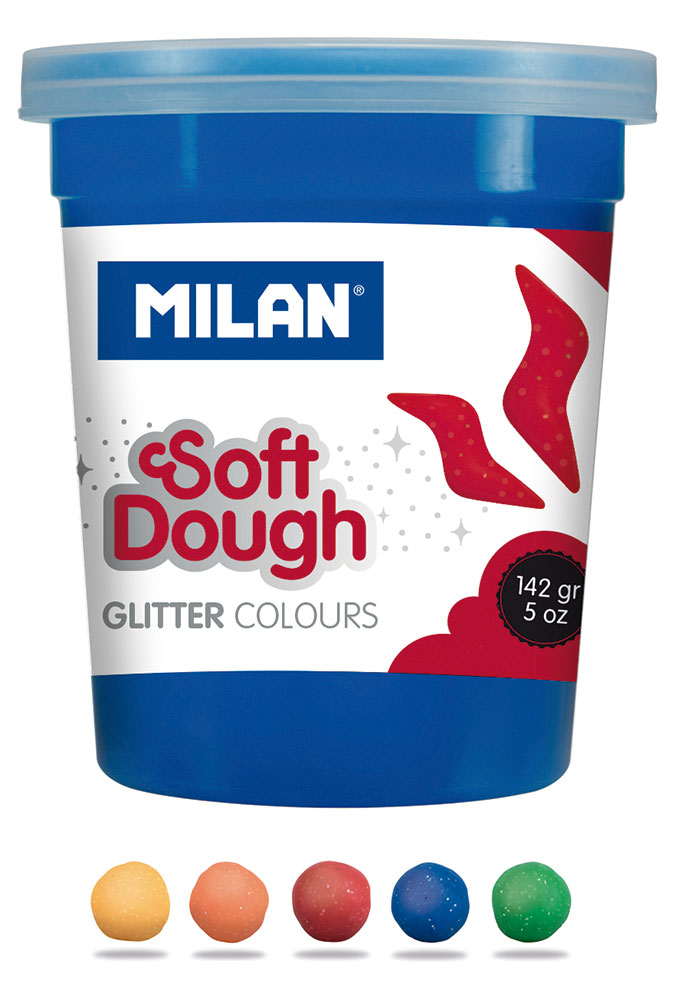 241001-EC Plastelin MILAN Glitter Soft Dough set 5 boja X 142g P6