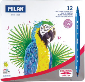 241049-EC Flomasteri 12/1 MILAN Dual Tip: kao kist+tanki vrh, metalna kutija P12/24