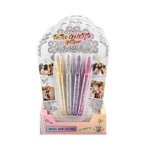 241233-EC Gel pen glitter Tattoo 4/1 FESTIVAL FEELINGS P12/48 Netto