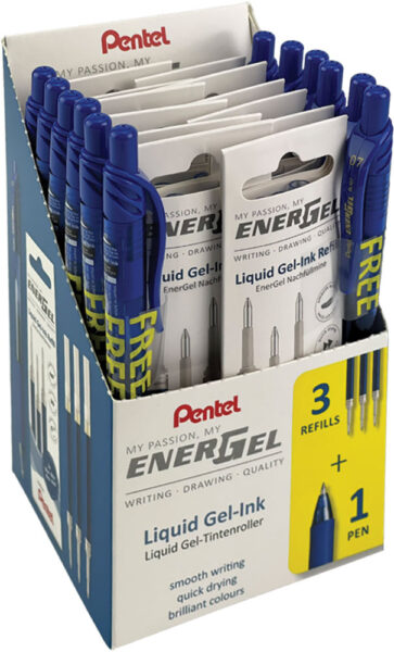 241298-EC Uložak za gel pen PENTEL 0,7 LR7-3-C plavi PROMO 3/1+GRATIS BL107C plavi P12/288