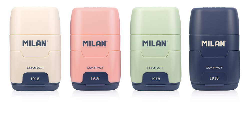 241309-EC Gumica+šiljilo dvostruko MILAN COMPACT 1918 sort display P16/128
