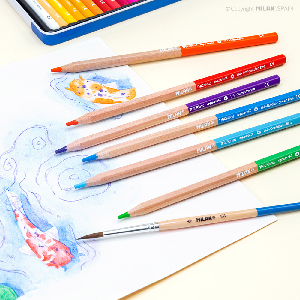 241320-EC Boje drvene 36/1 duge akvarel  MILAN s kistom met.kutija P4/24