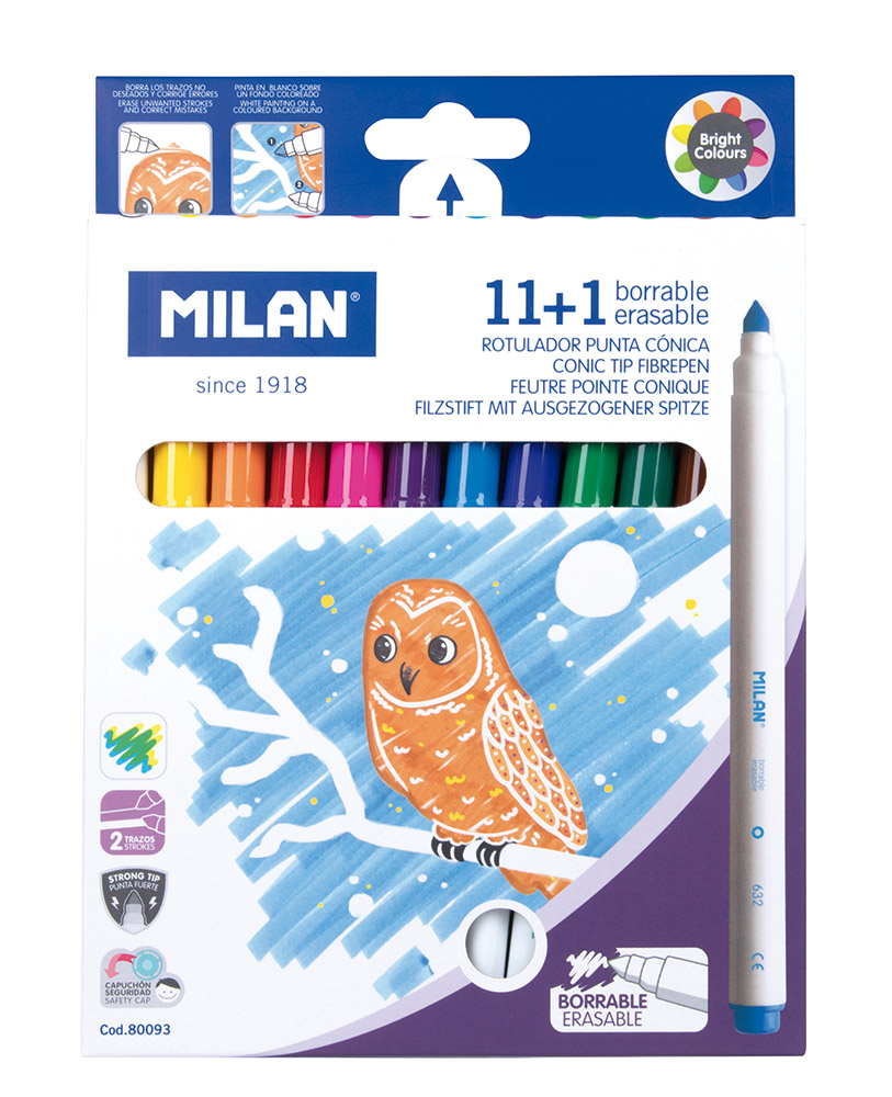 241322-EC Flomasteri 12/1 MILAN Magic (11+1) konusni vrh perivi karton bls P12/96