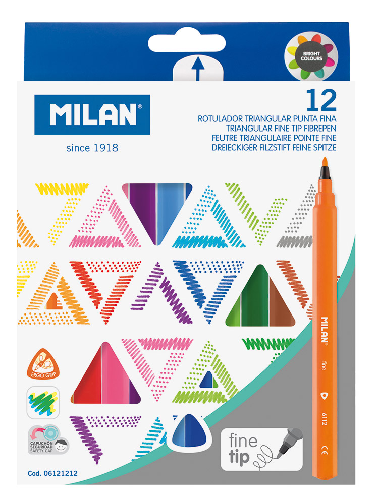 241324-EC Flomasteri 12/1 MILAN tanki vrh trokutasti perivi karton bls P12/72