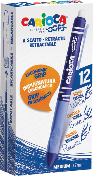 241484-EC Gel pen 0,7 piši-briši CARIOCA Oops Retractable plava 43043/02 P12/288