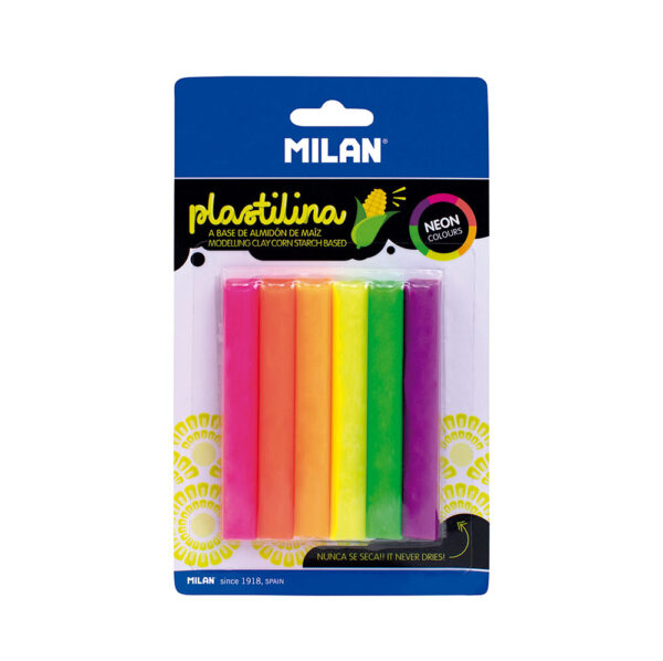 241730-EC Plastelin MILAN Plastilina 6 boja neon 70g bls P12