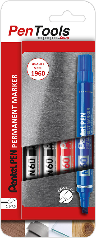 241774-EC Marker perm. PENTEL PENTOOLS N60 4/1 (2crna, plavi, crveni) kosi vrh bls P12