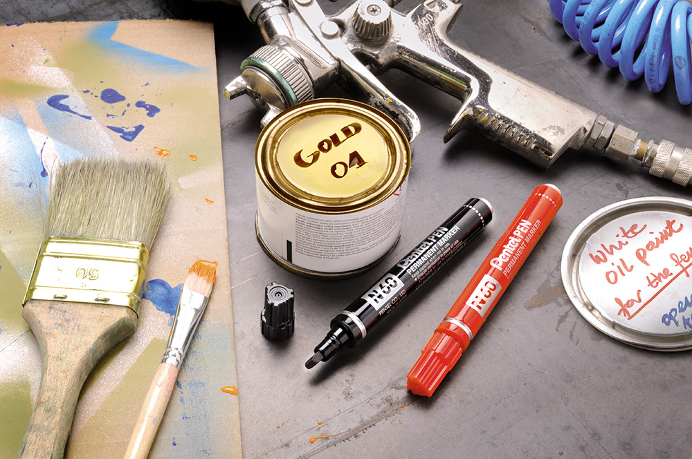 241774-EC Marker perm. PENTEL PENTOOLS N60 4/1 (2crna, plavi, crveni) kosi vrh bls P12