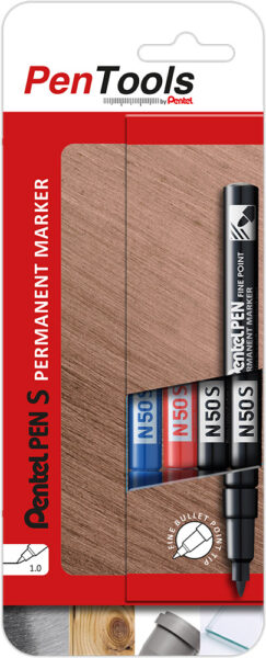 241775-EC Marker perm. PENTEL PENTOOLS N50S 4/1 (2crna, plavi, crveni) okrugli vrh bls P12