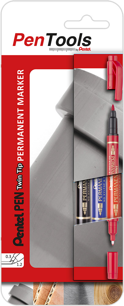 241778-EC Marker perm. PENTEL PENTOOLS TWIN TIP N75W 3/1 (crni, crveni, plavi) bls P12