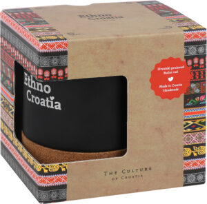 241928-EC Šalica keramička s plutom Ethno Croatia 300 ml crna mat P20