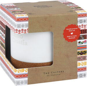 241929-EC Šalica keramička s plutom Ethno Croatia 300 ml bijela mat P20