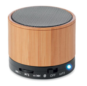 242258-EC Zvučnik Round Bamboo 4.20 bežični od bambusa, ABS i LED svjetlom