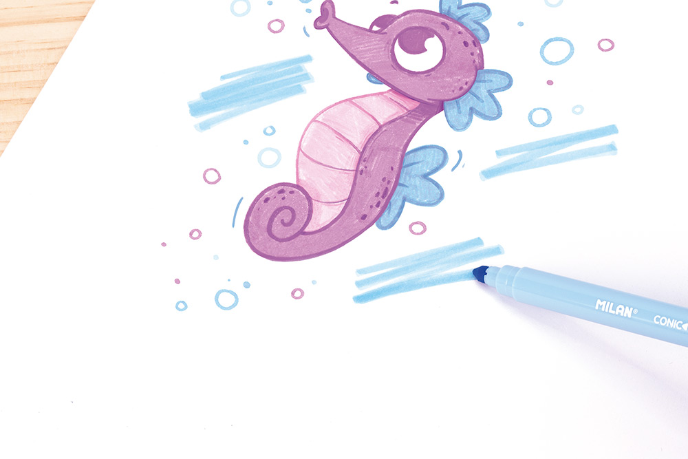 244535-EC Flomasteri 8/1 MILAN konusni vrh pastelne boje perivi karton bls P12/72