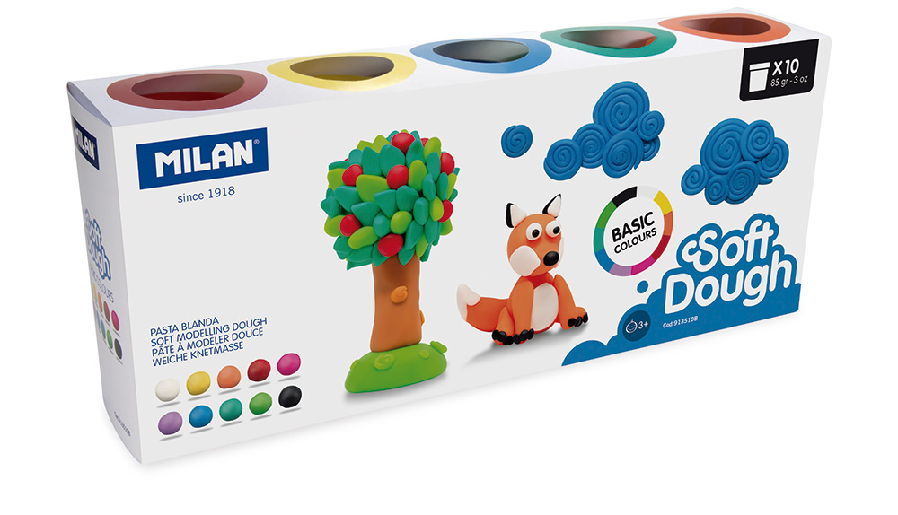 244561-EC Plastelin MILAN Basic Soft Dough set 10 boja x 85g P6