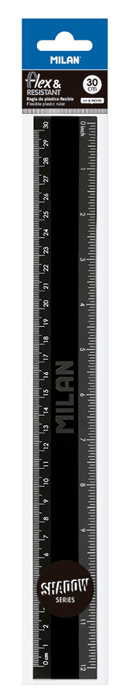 244585-EC Ravnalo 30cm MILAN plastično crno Shadow blister P24/288