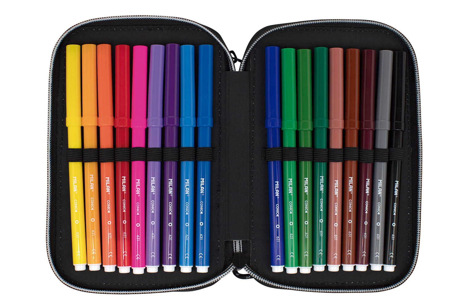 244624-EC Pernica dvostruka sa priborom MILAN Sunset serija, crna i roza P12