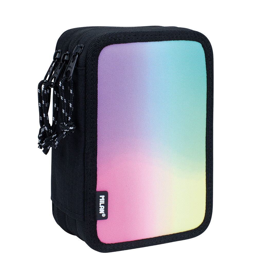 244626-EC Pernica trostruka sa priborom MILAN Sunset serija, black and pink P12