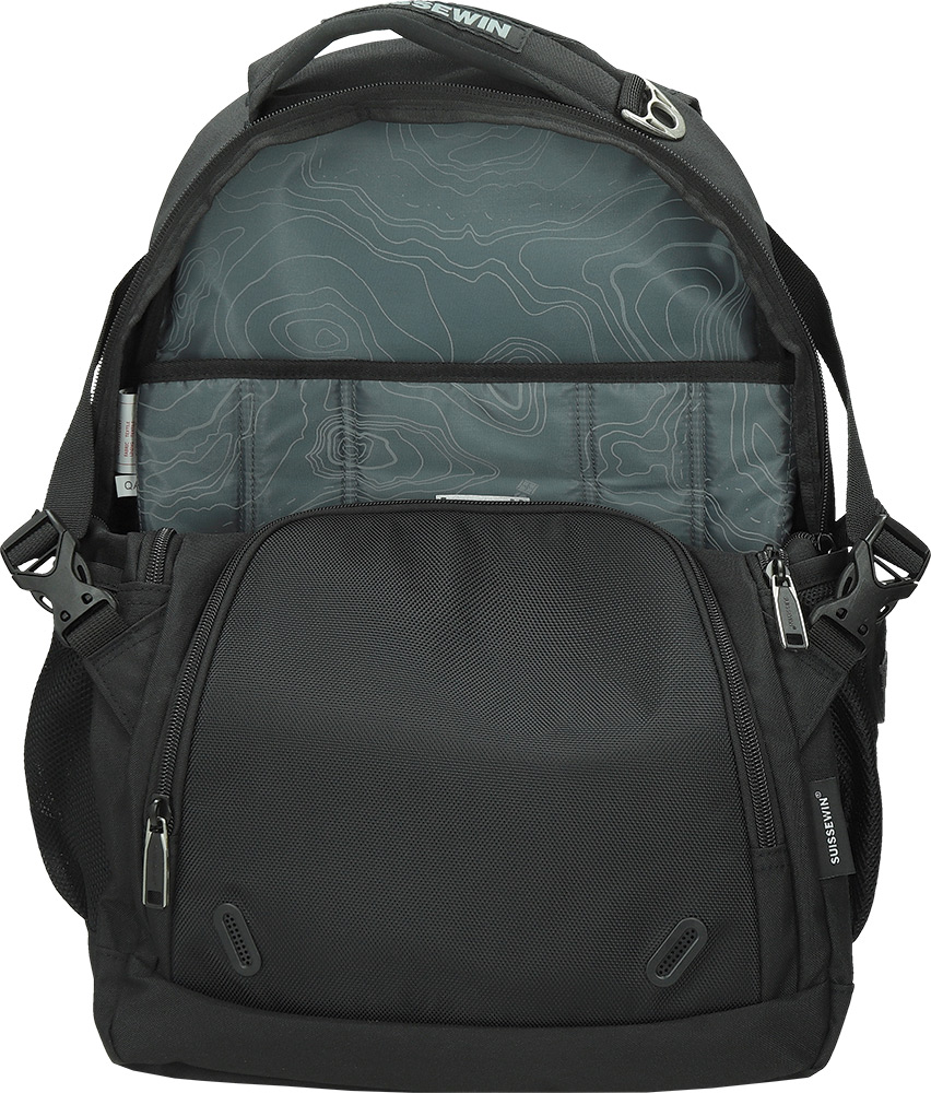 245281-EC Ruksak poslovni SUISSEWIN za prijenosno računalo crni 15 inča, 33x18x47