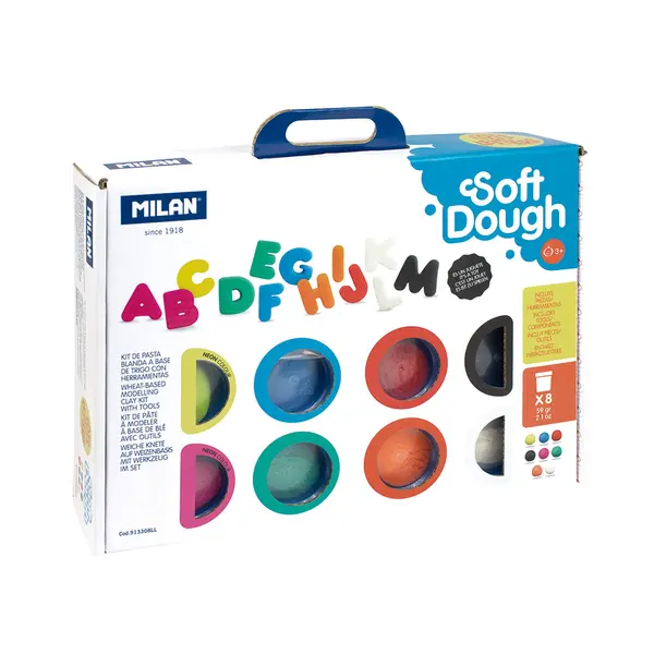 245321-EC Plastelin MILAN Soft Dough Lots of Letters set 8 boja x 59g P6